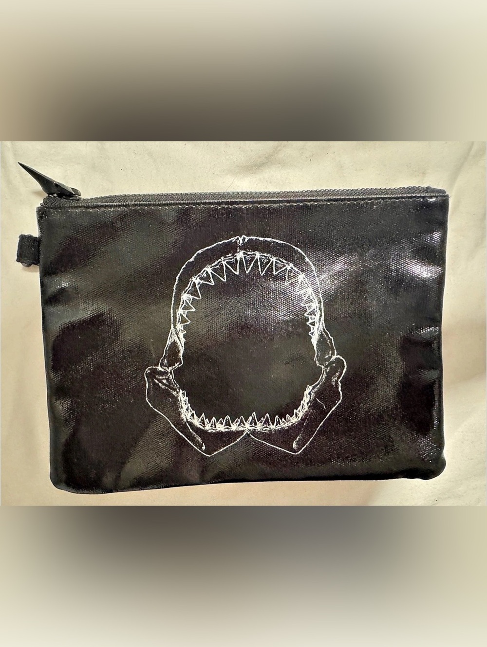 Shark Jaws Black Water Resistant Beach Pouch